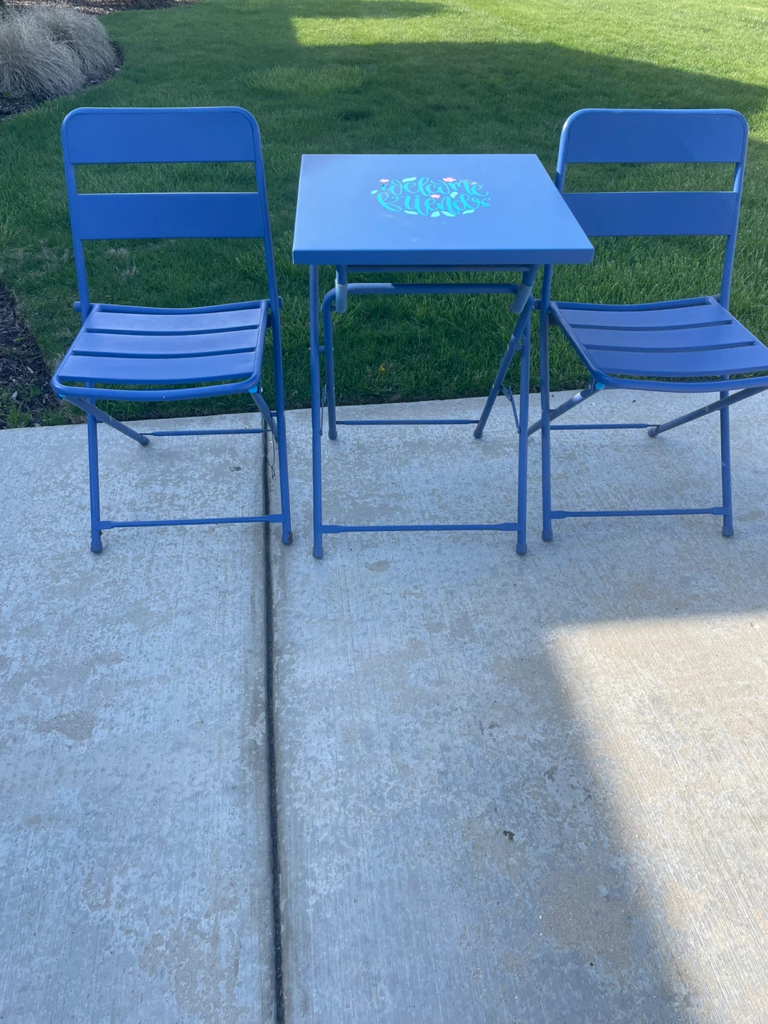 Blue Metal Bistro Set with 2 Chairs