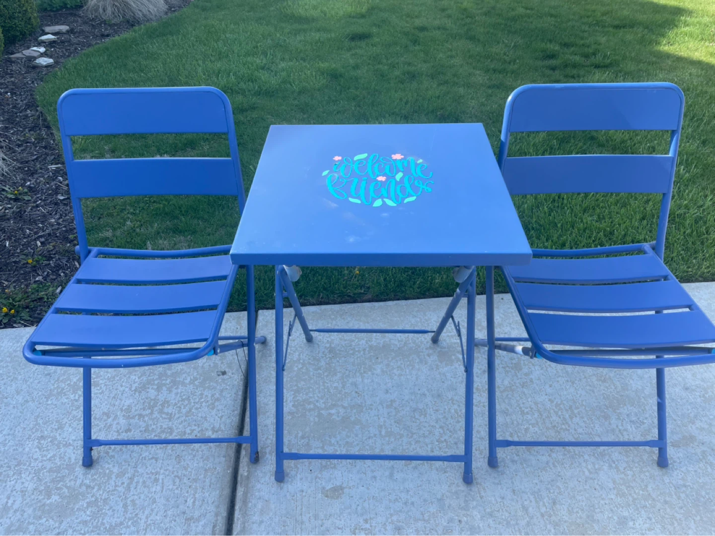 Blue Metal Bistro Set with 2 Chairs - photo 2