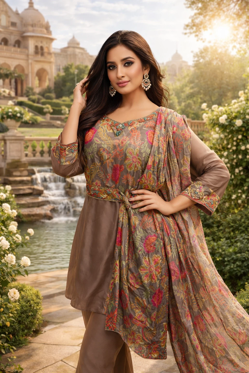 Women's Embroidered Kurti and Pants Set