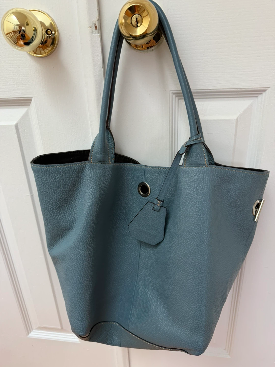 Rabeanco Blue Leather Tote Bag - photo 2