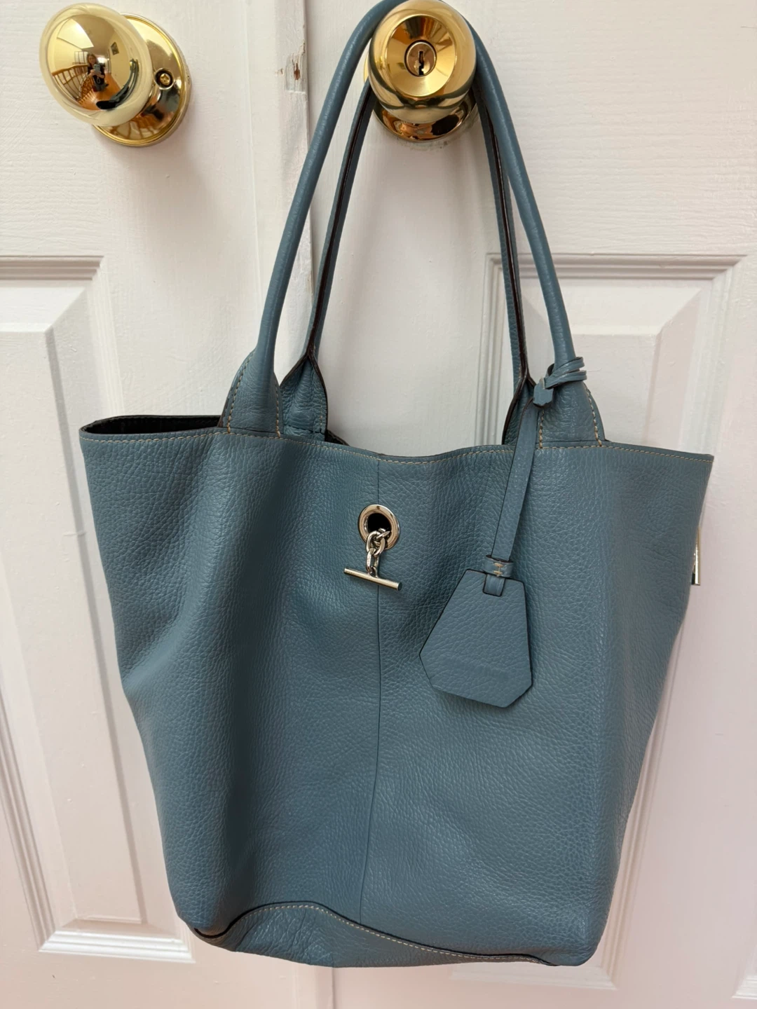 Rabeanco Blue Leather Tote Bag - photo 3