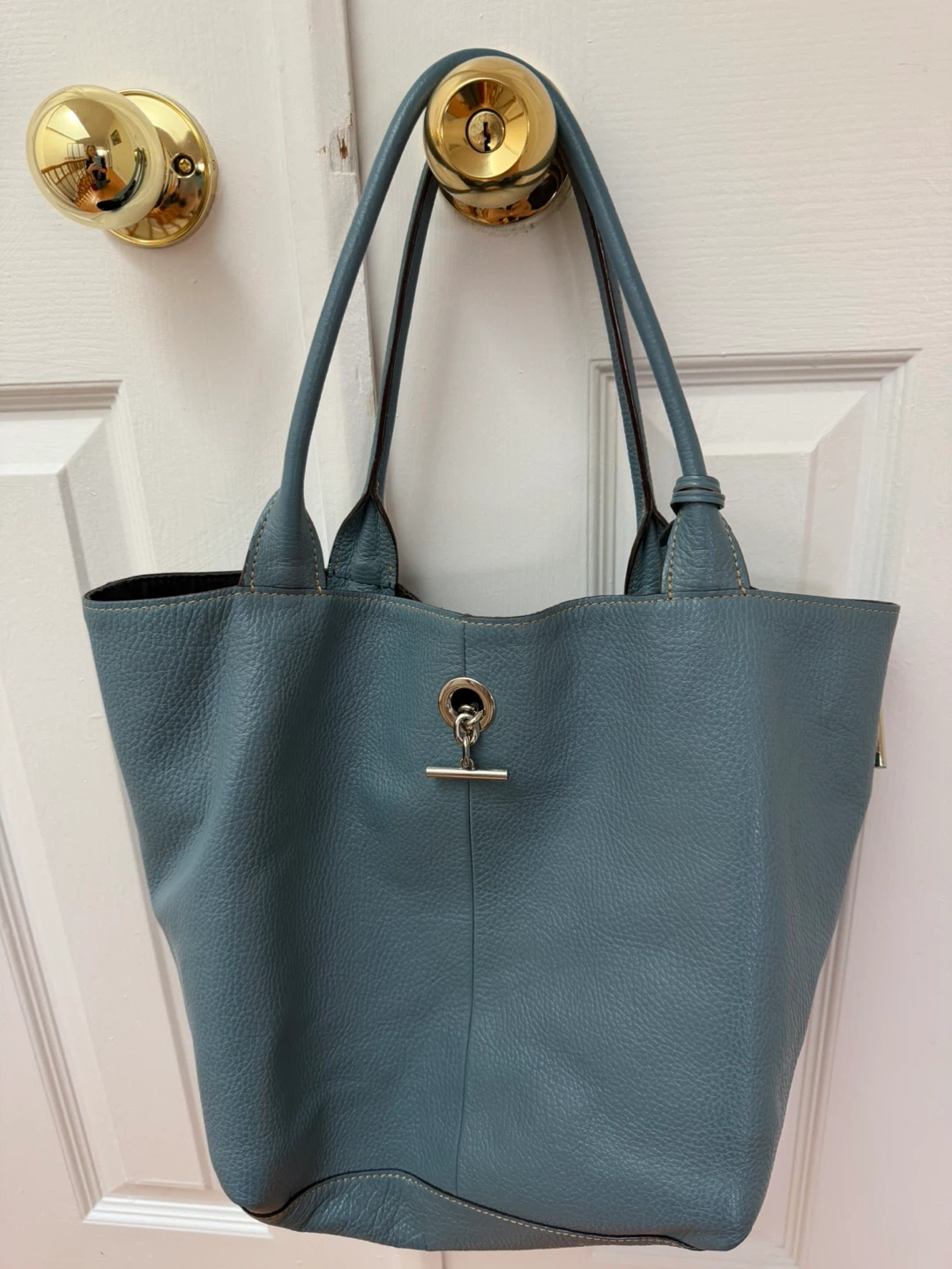 Rabeanco Blue Leather Tote Bag - photo 4