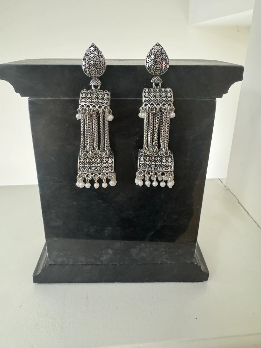 Brand New Silver Tassel Drop Indian Style Earrings