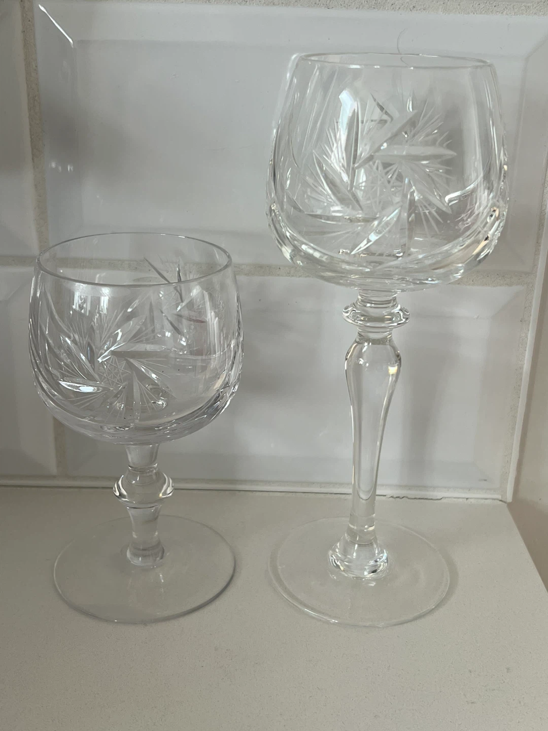 Two Set of Four Pinwheel Wine Glasses