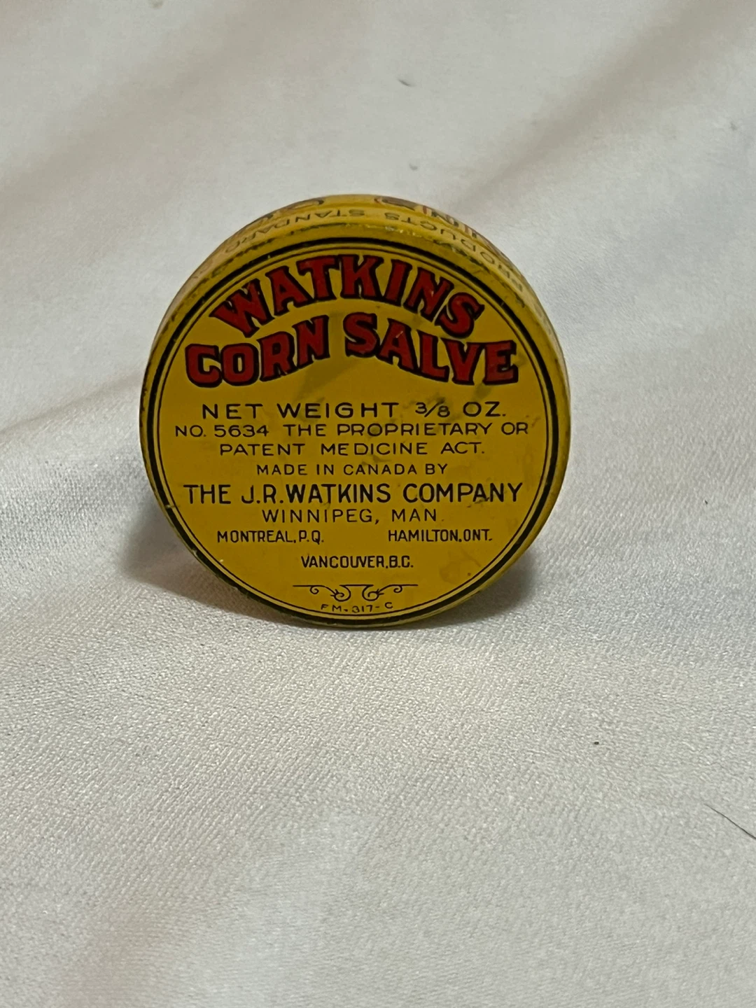 Antique Watkins Corn Salve Tin