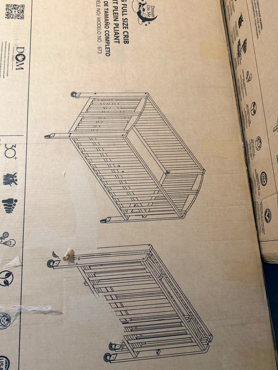 Dream On Me Portable Crib - Steel Grey