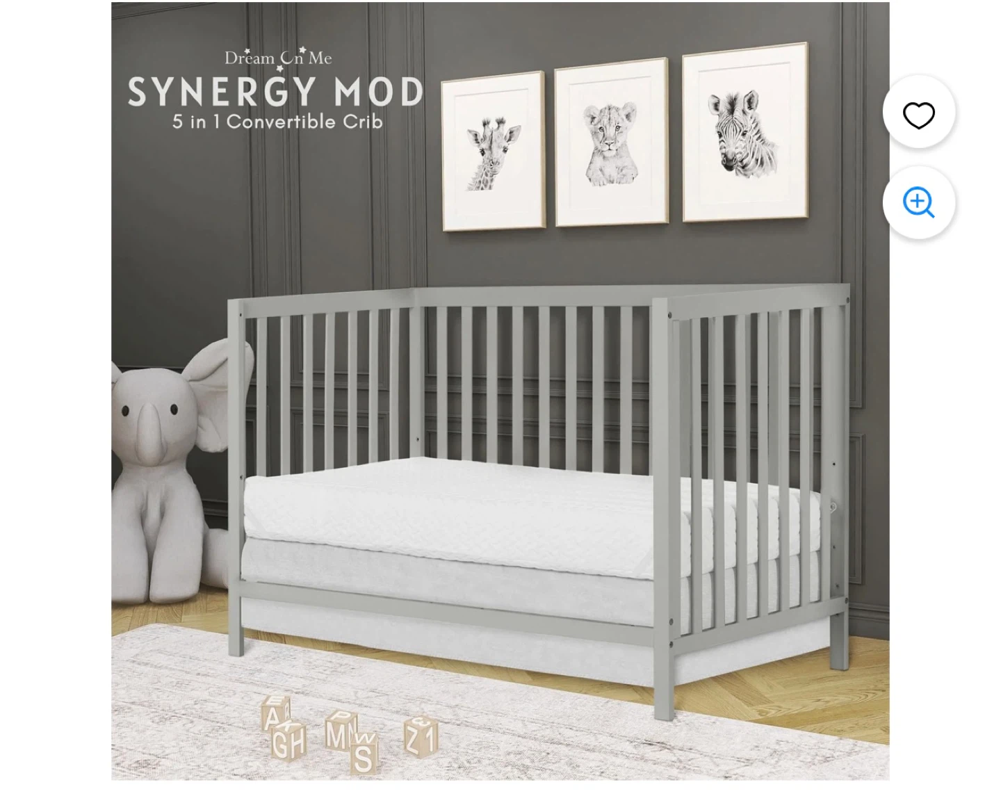 Dream On Me Synergy Mod 5-in-1 Convertible Crib - Cool Grey - photo 3