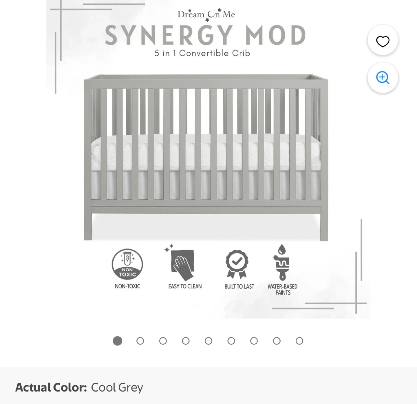 Dream On Me Synergy Mod 5-in-1 Convertible Crib - Cool Grey - photo 2