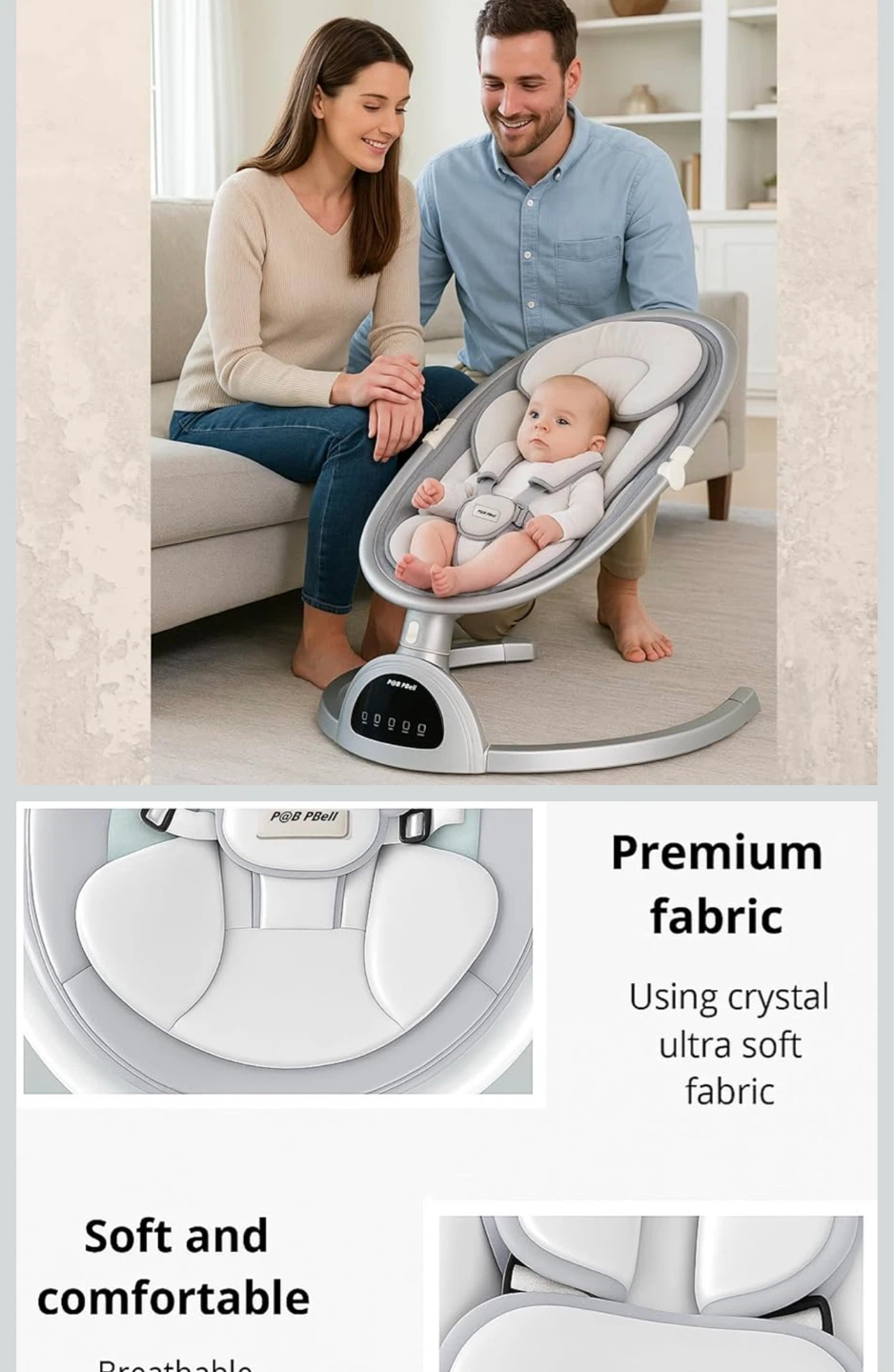 P&B PBell Multi-Function Electric Baby Swing Model BB006K-PBB - photo 3