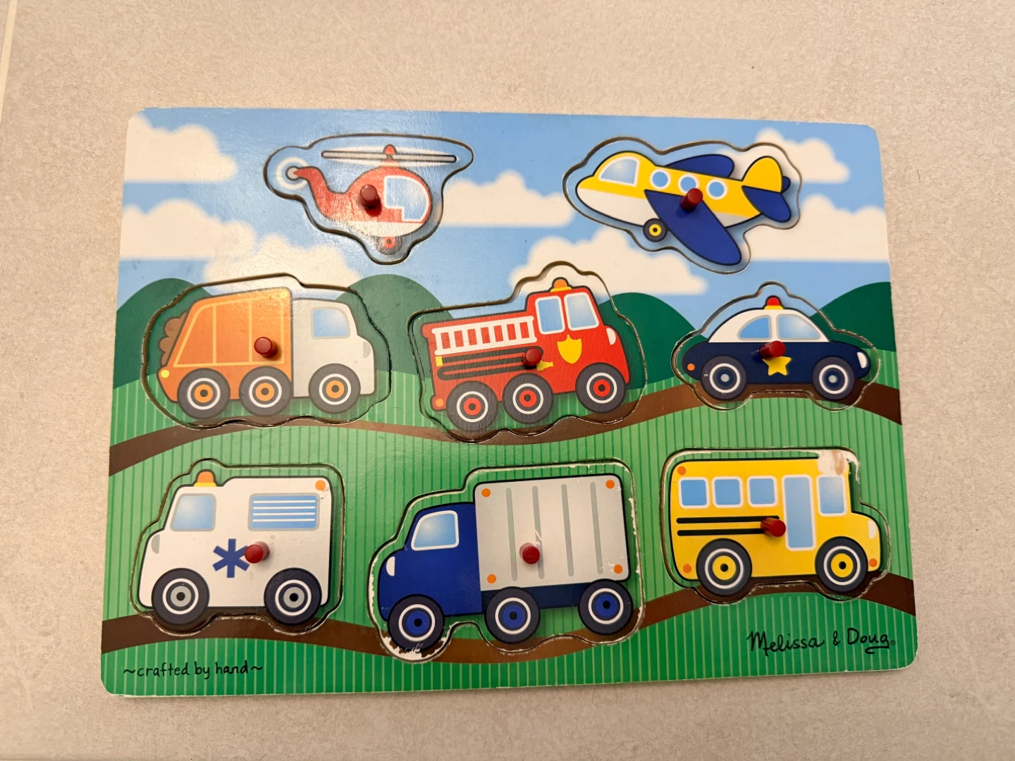Melissa & Doug Wooden Chunky Puzzle - Vehicles