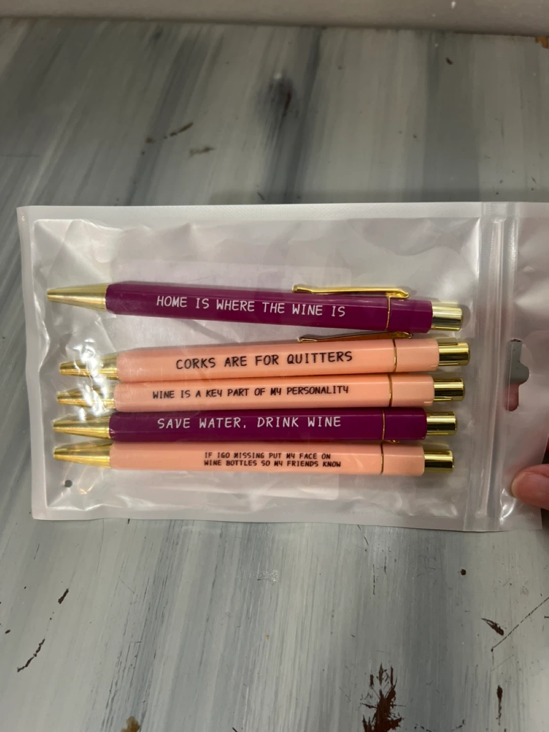Set of 5 Wine Themed Pens