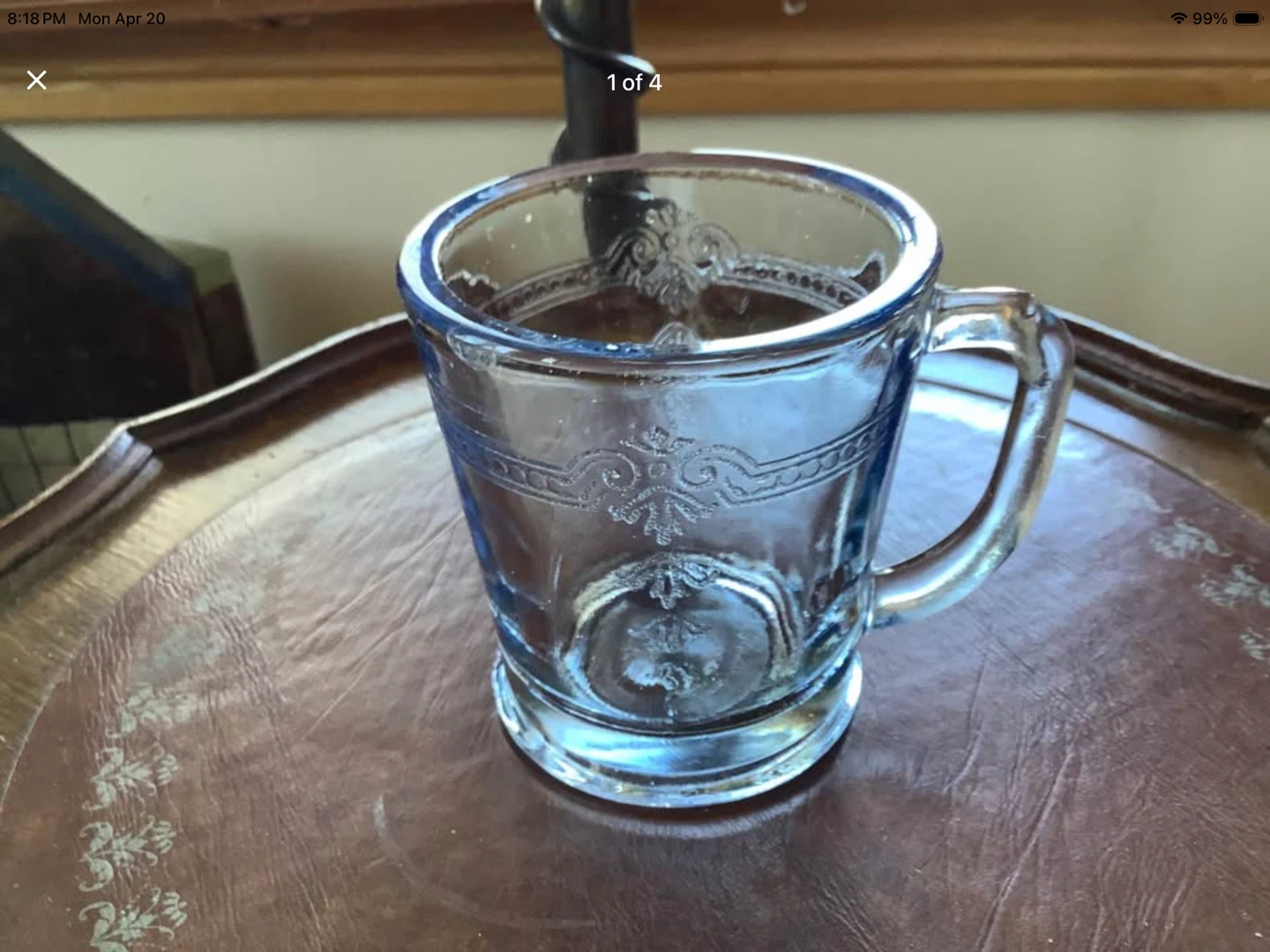 Vtg Fire King Sapphire Blue D-Handle Mug w Philbe Pattern 🐞