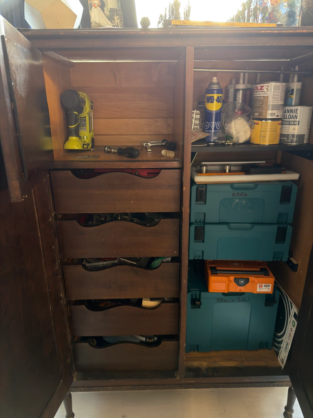 Antique Wooden Cabinet with Drawers and Storage - photo 2