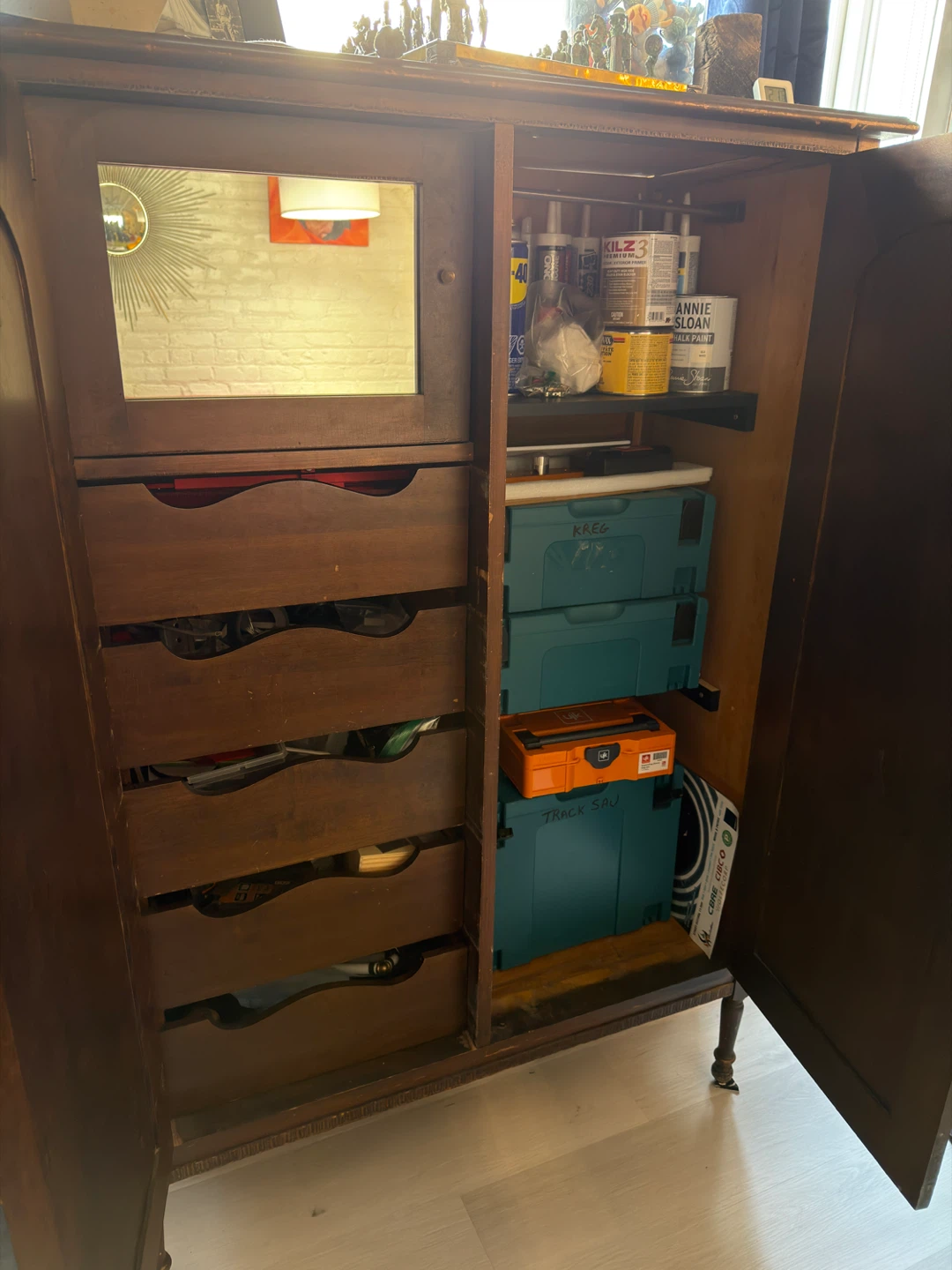 Antique Wooden Cabinet with Drawers and Storage - photo 5
