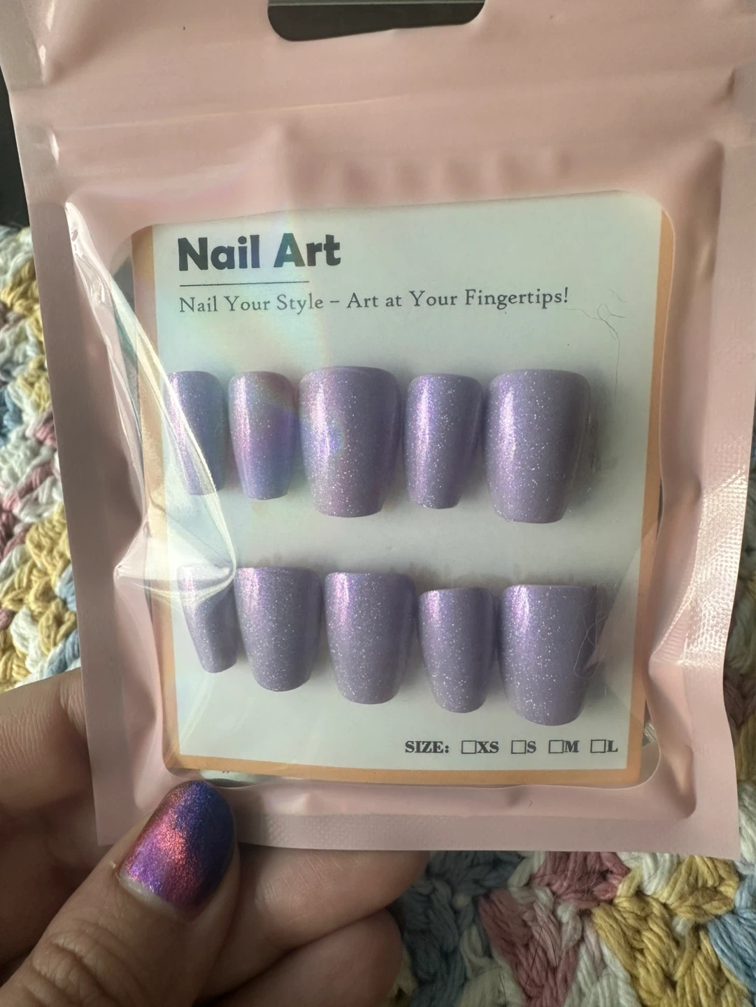 Purple Glitter Press-On Nails - Full Set
