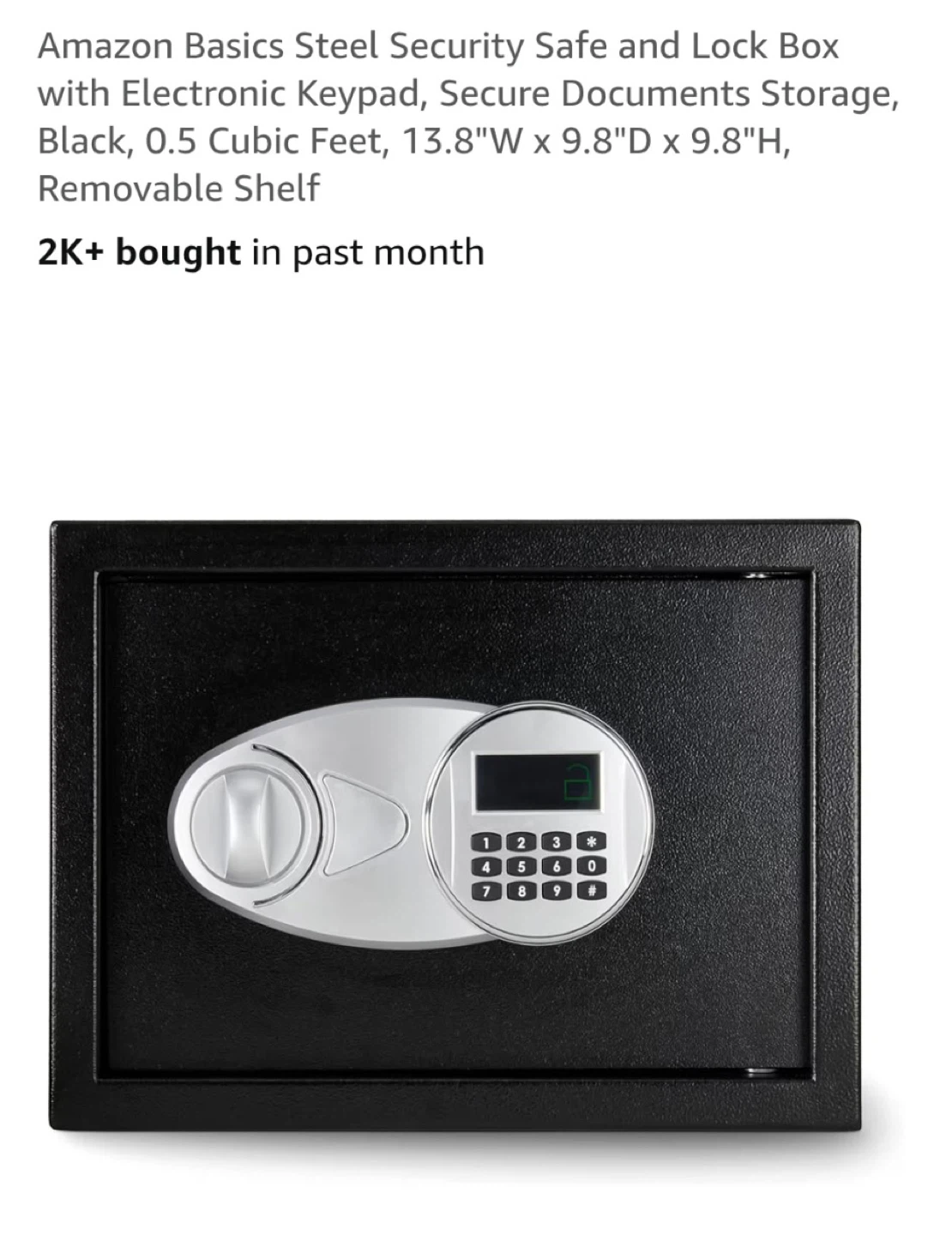 Black Electronic Security Digital Safe - photo 2