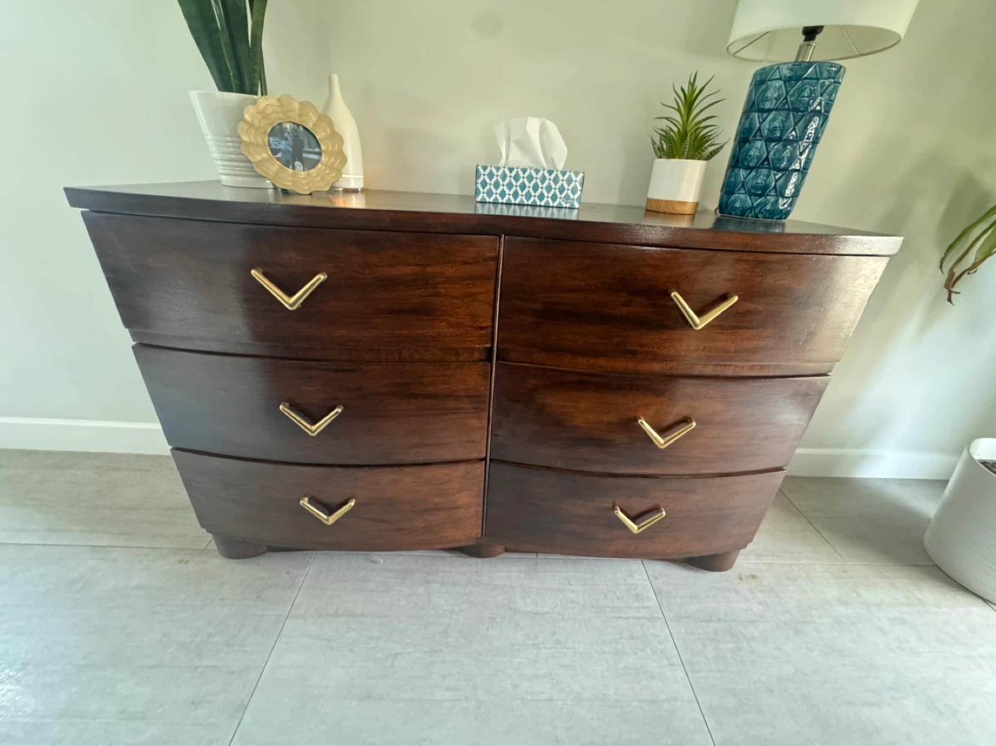 Mid-Century Modern 6-Drawer Dresser - Dark Wood