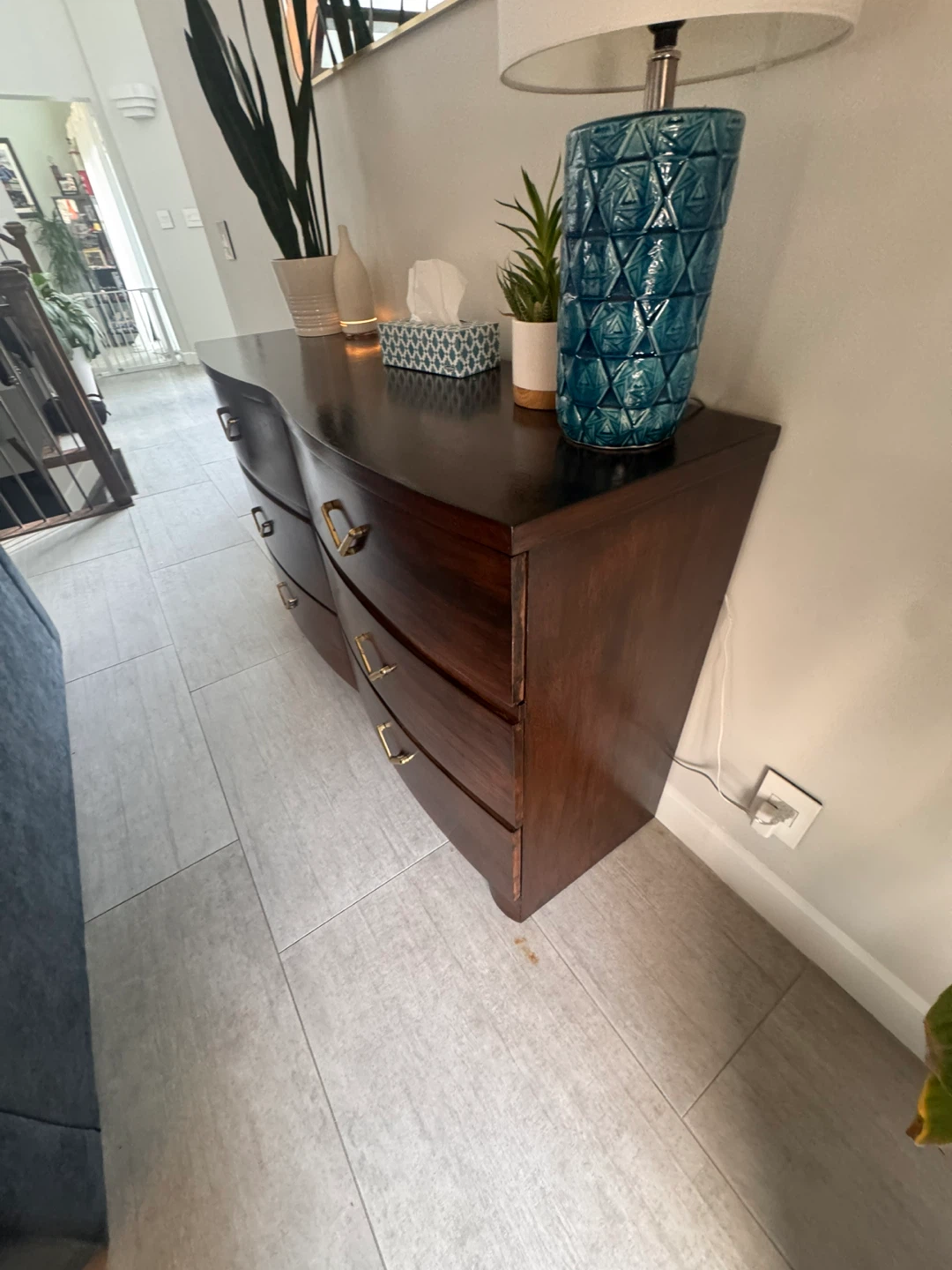 Mid-Century Modern 6-Drawer Dresser - Dark Wood - photo 2