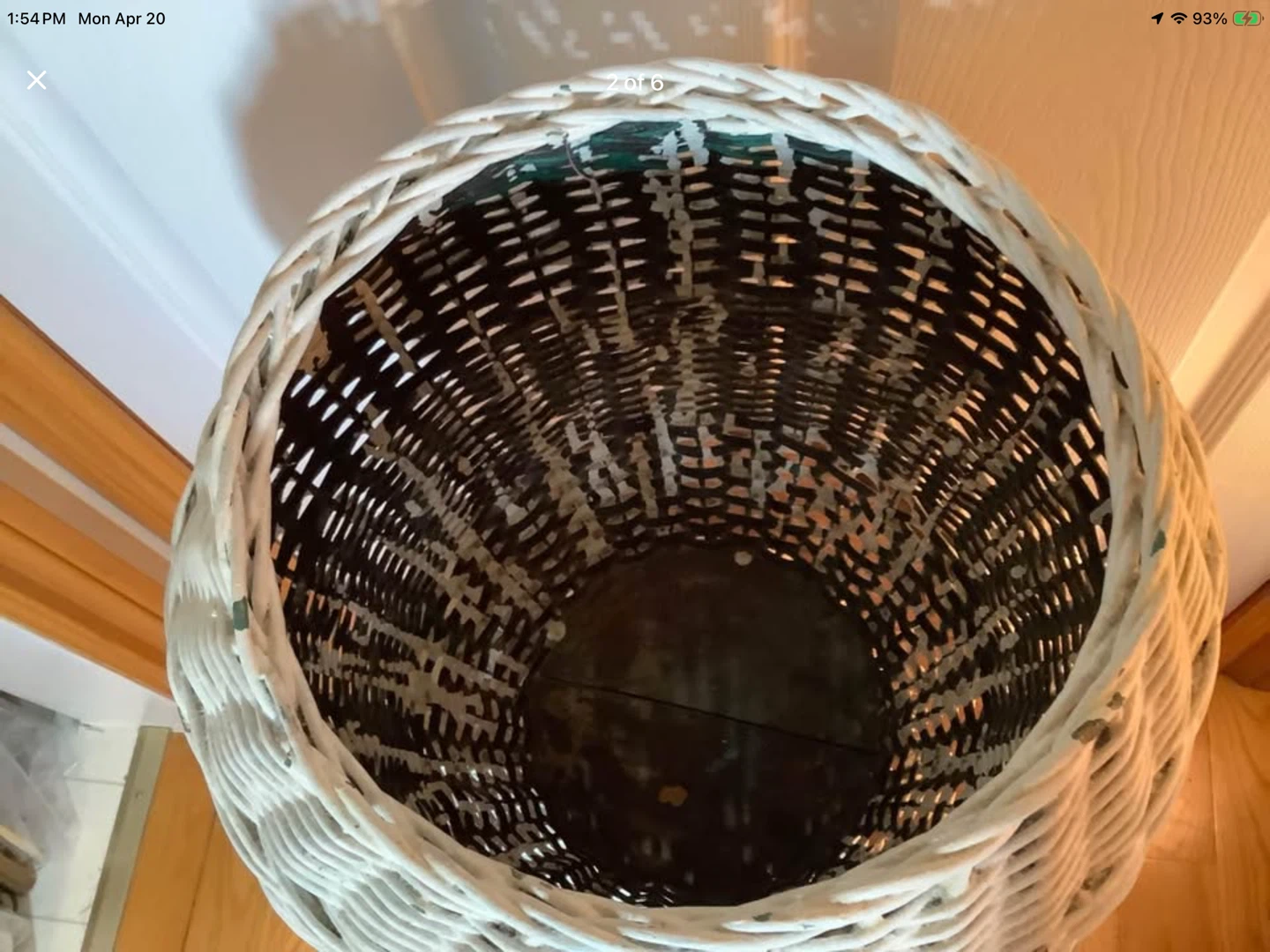 Ant/Victorian Lg Ptd Wicker Planter w Original Wd Bottom 🐞 - photo 2