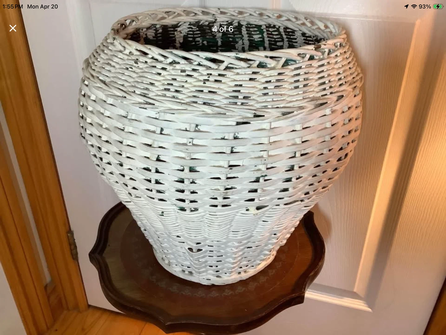 Ant/Victorian Lg Ptd Wicker Planter w Original Wd Bottom 🐞 - photo 4