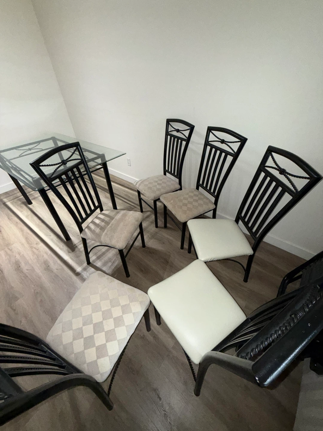Glass Top Dining Table with 6 Chairs