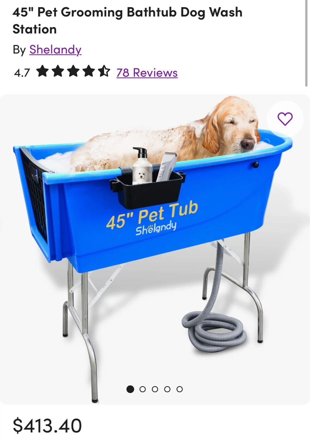 45" Pet Grooming Bathtub Dog Wash Station by Shelandy