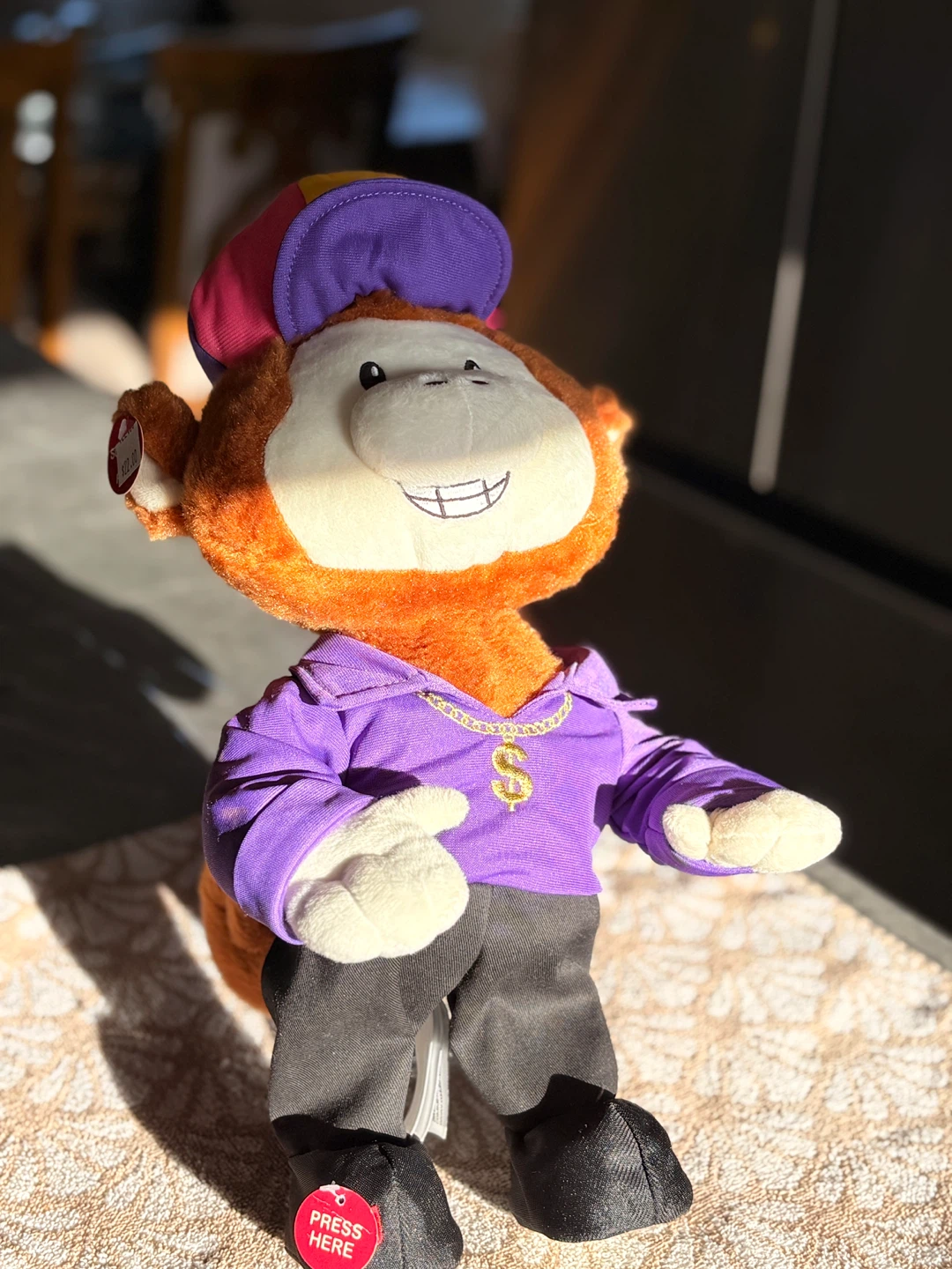 Animated Plush Monkey with Button