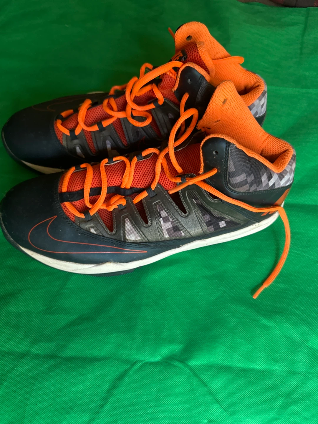 Nike Basketball Shoes Men's High-Top Orange & Black - photo 5