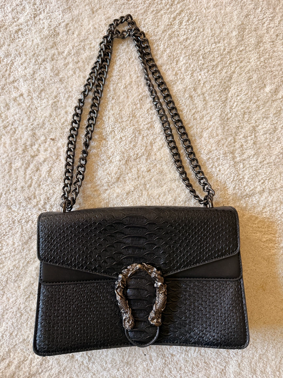 Black Shoulder Bag with Chain Strap - photo 2