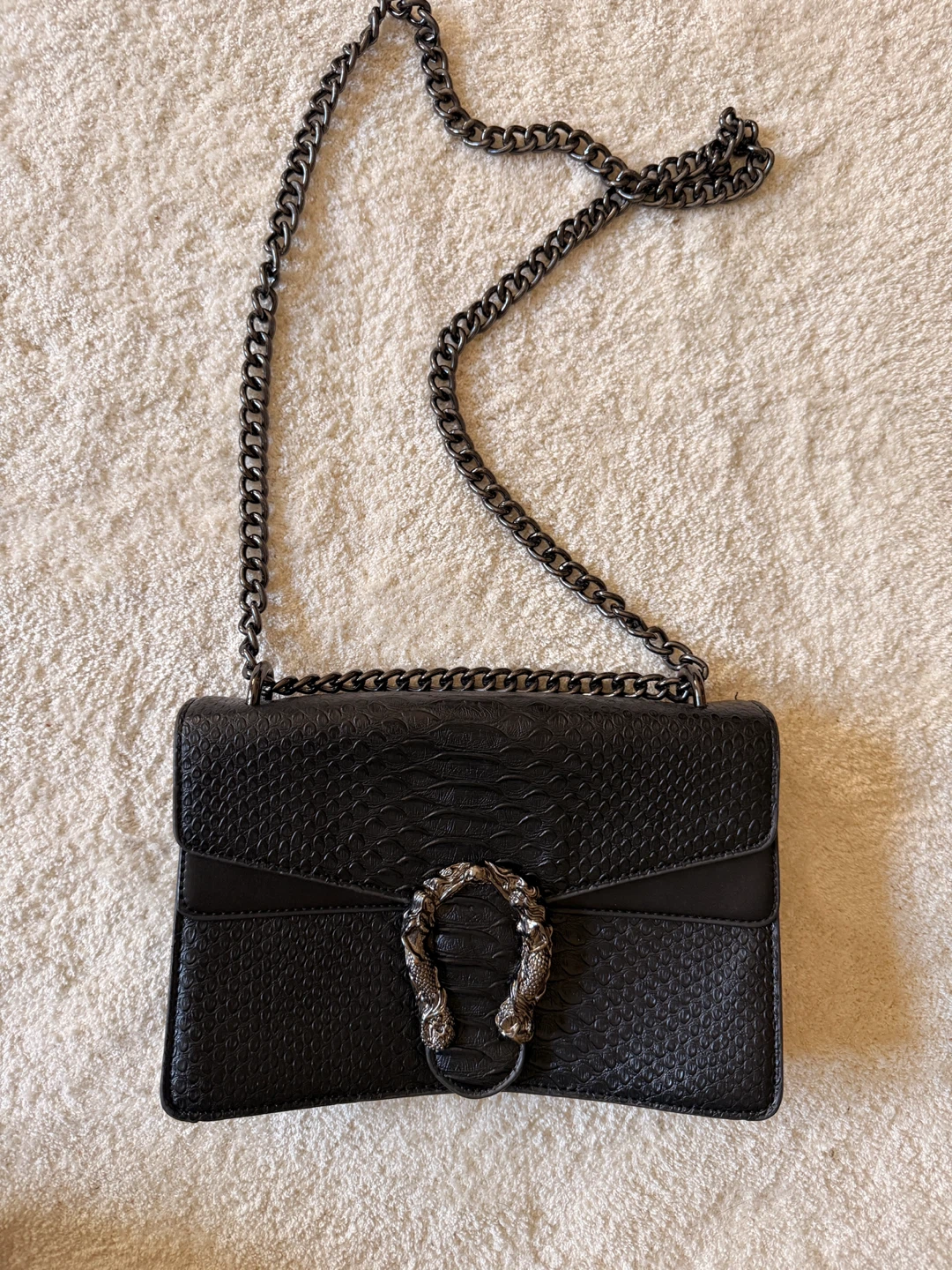 Black Shoulder Bag with Chain Strap