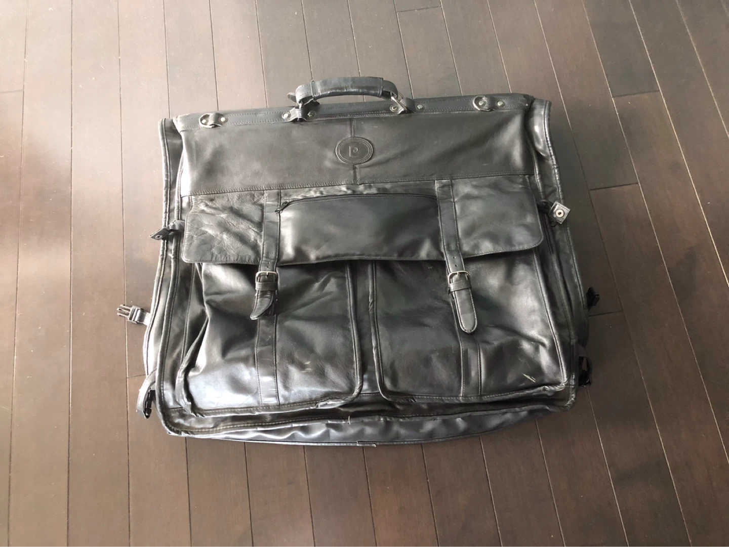 Black Leather Garment Bag