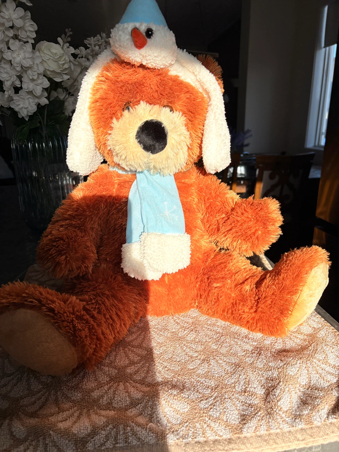 Orange Teddy Bear Plush with Snowman Hat & Scarf - photo 2