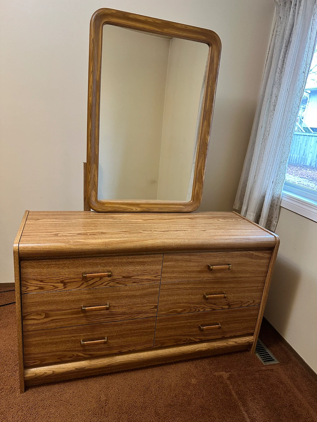 Wooden Dresser with Mirror