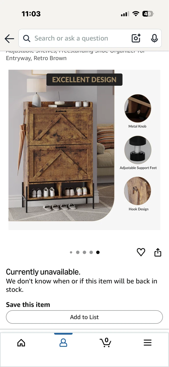 Rustic Entryway Shoe Cabinet with Barn Doors