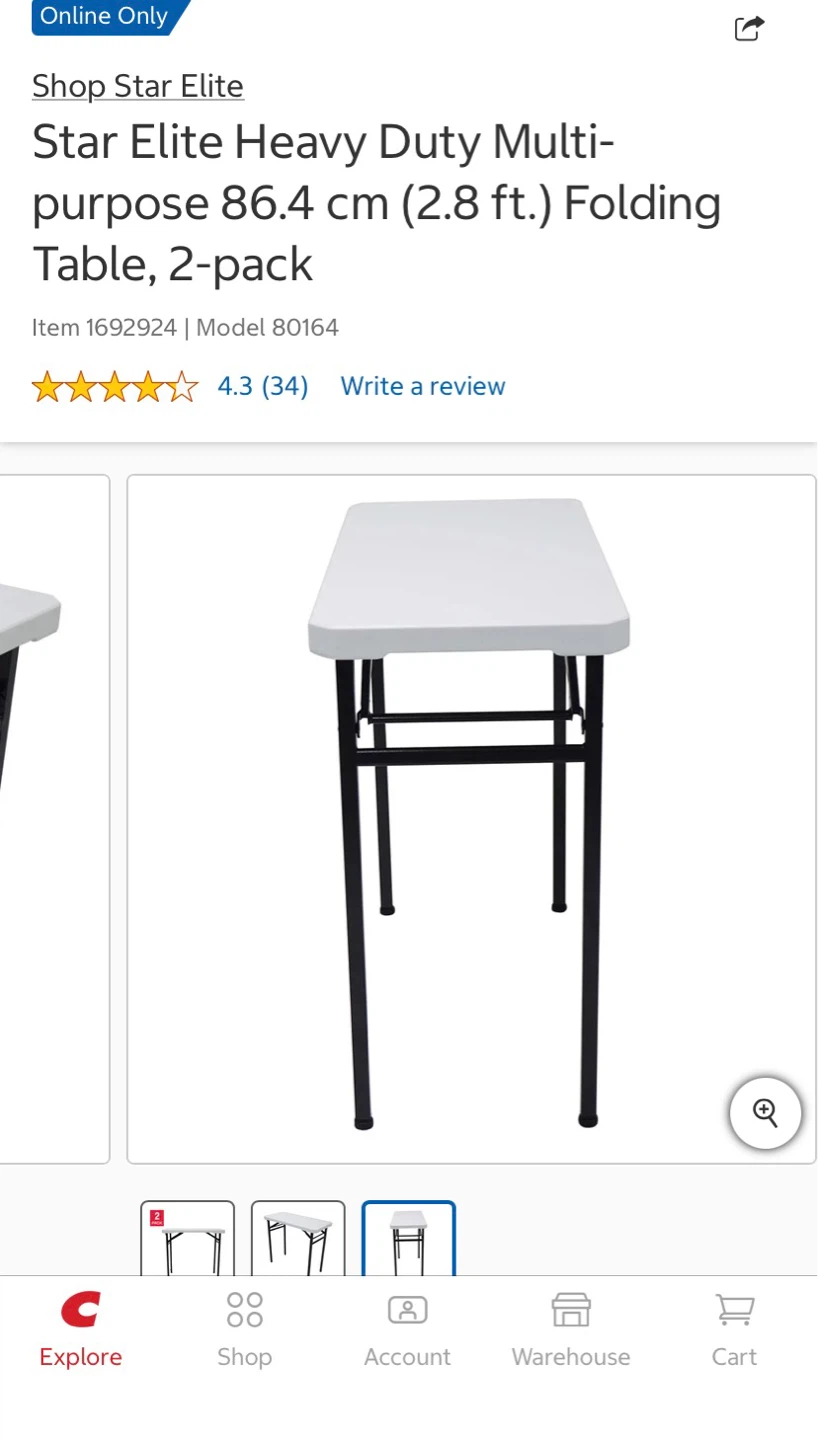 Star Elite Heavy Duty Folding Table - White - photo 2