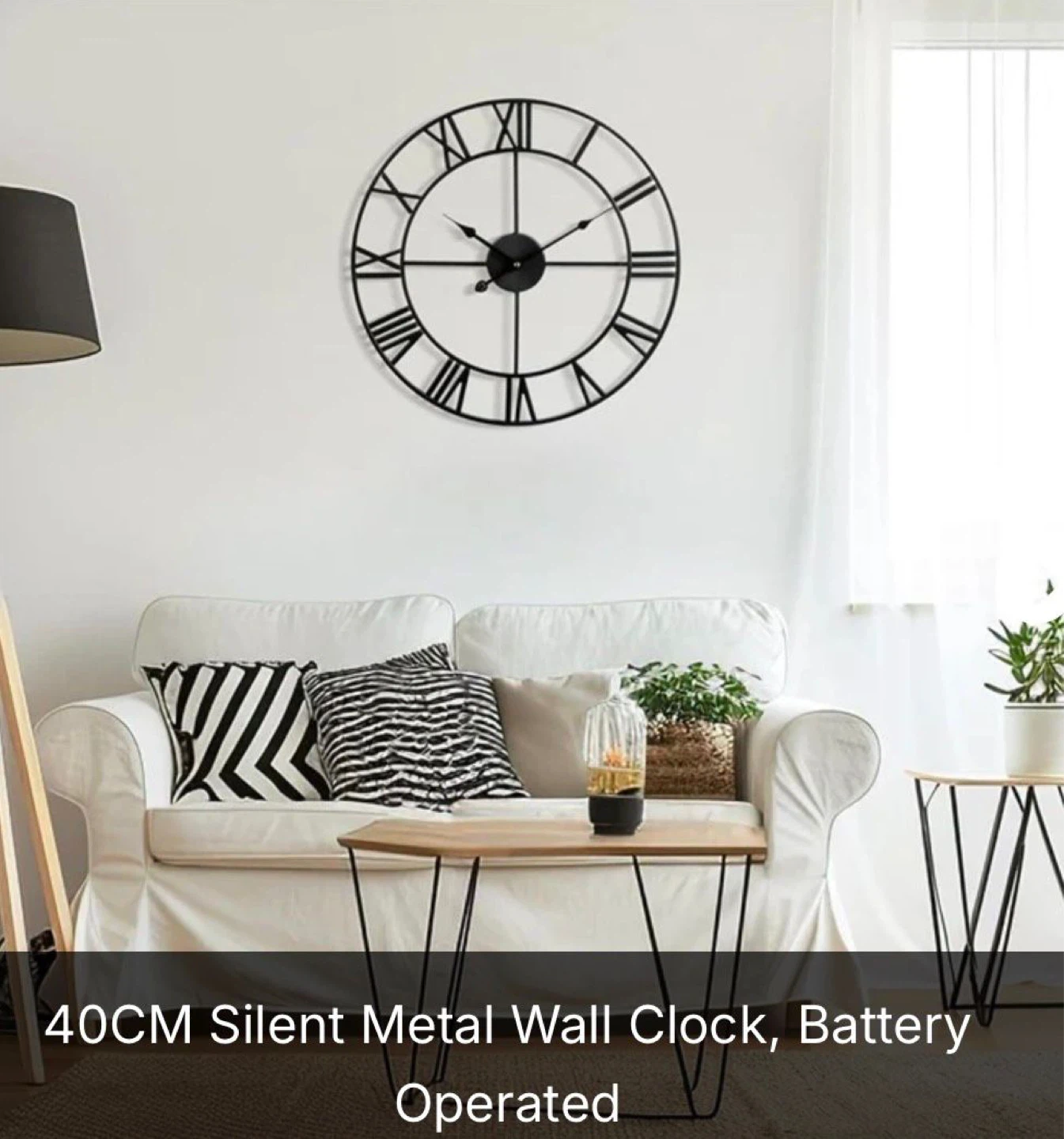 40CM Silent Metal Wall Clock, Battery Operated - photo 3