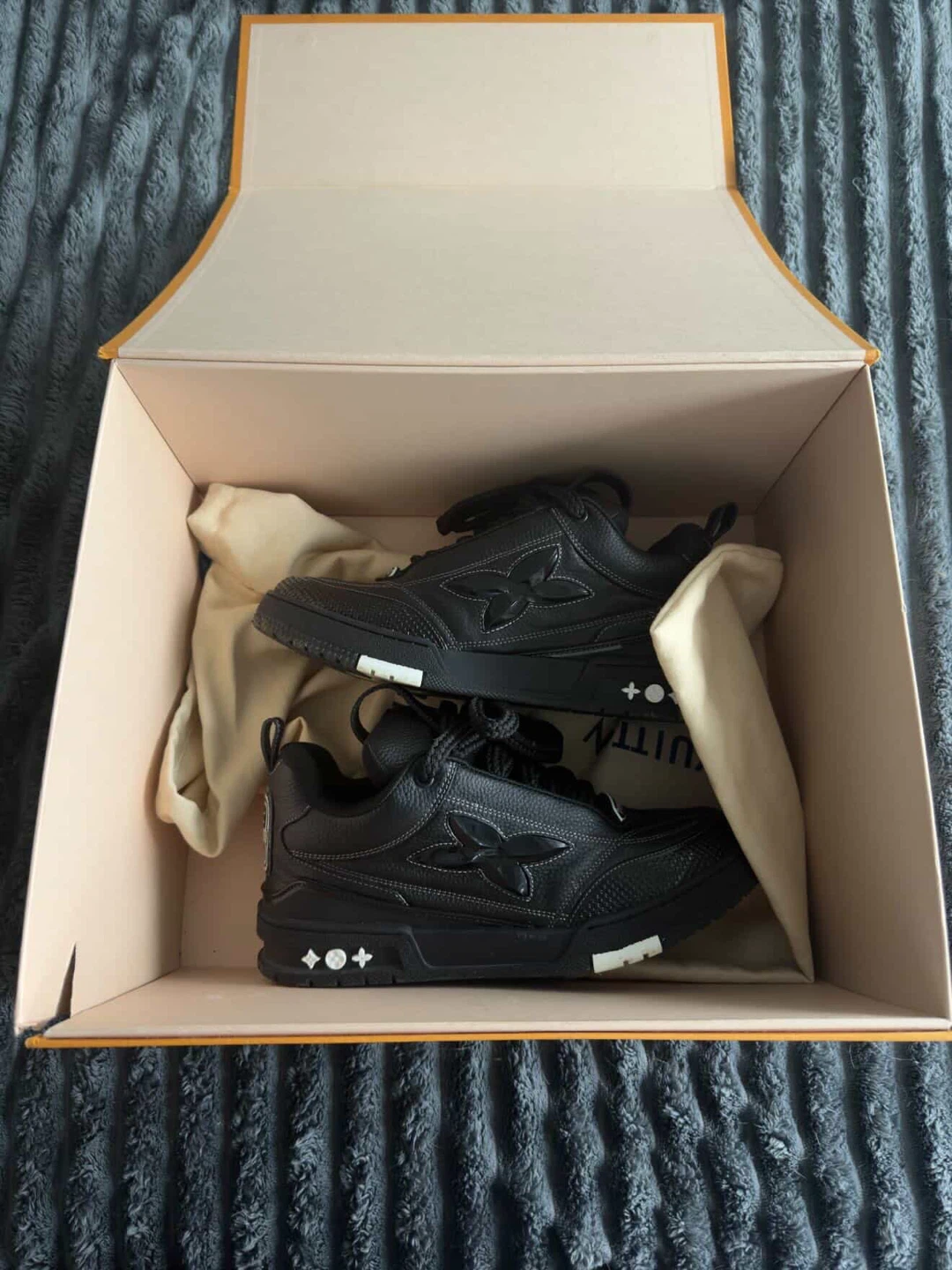 Louis Vuitton Black Leather Sneakers ( receipt available)
