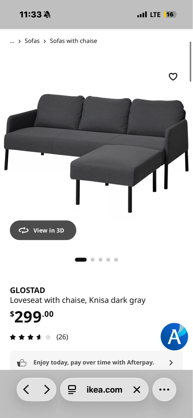 IKEA GLOSTAD Loveseat with chaise, Knisa dark gray - photo 3