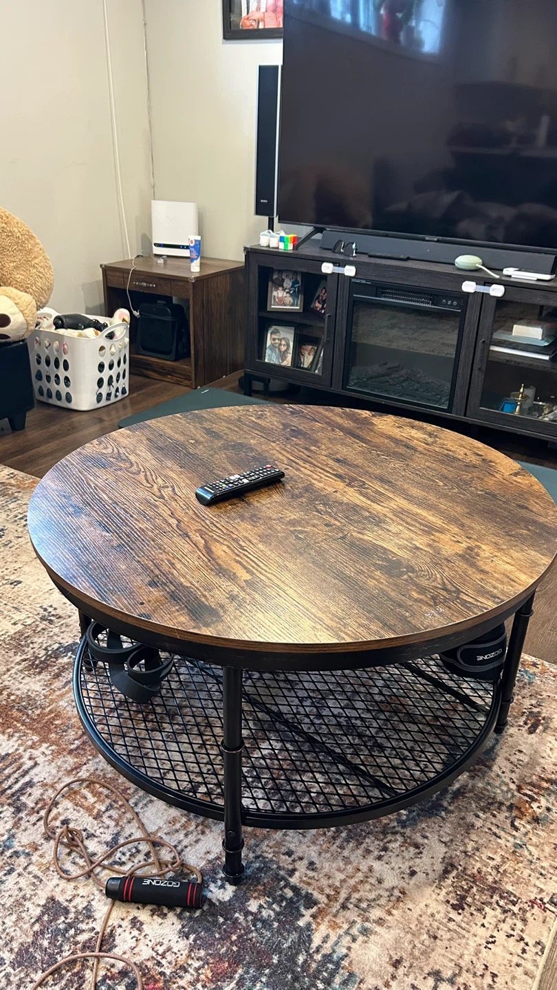 Round Industrial Coffee Table - photo 2