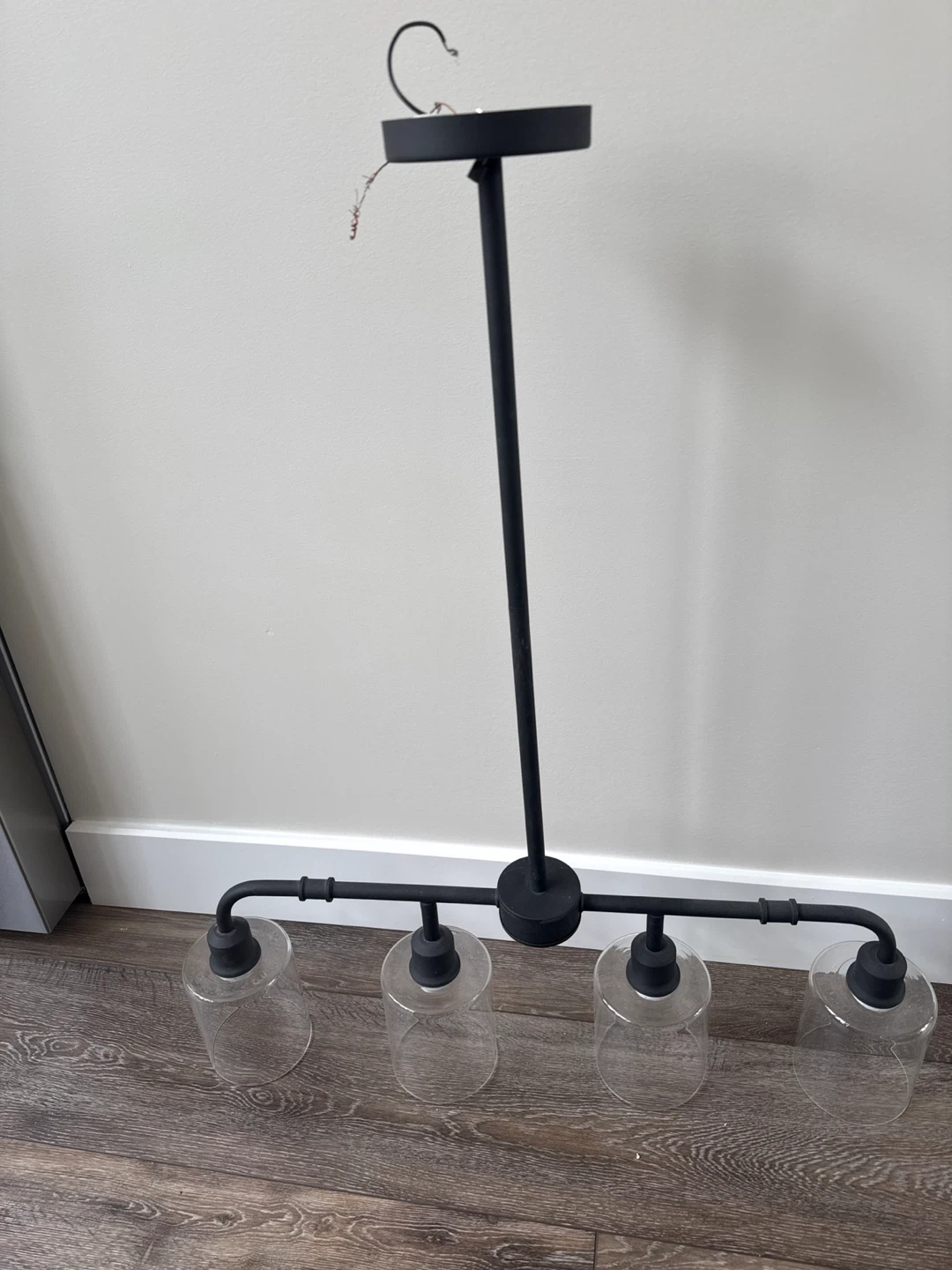 Black 4-Light Chandelier with Glass Shades