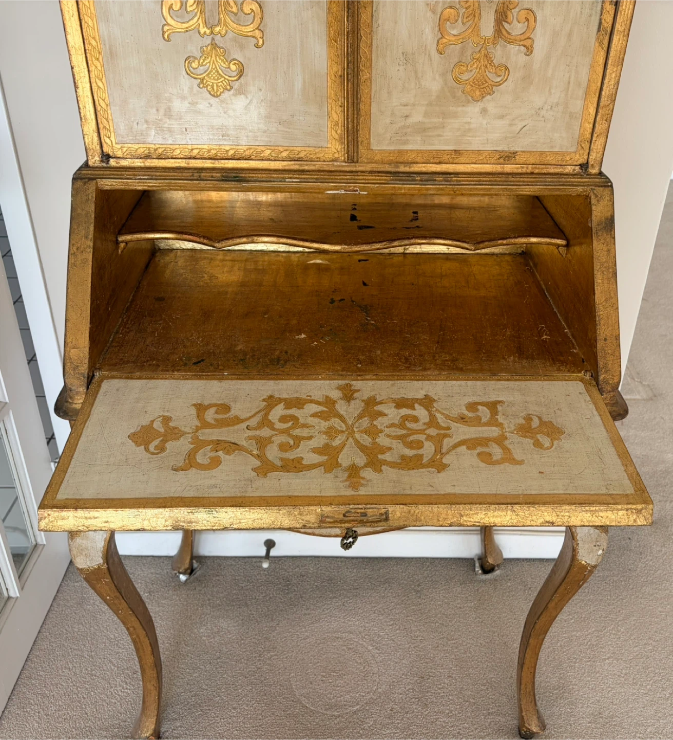 Venetian Inspired Secretary Desk with Ornate Gold Detailing - photo 2