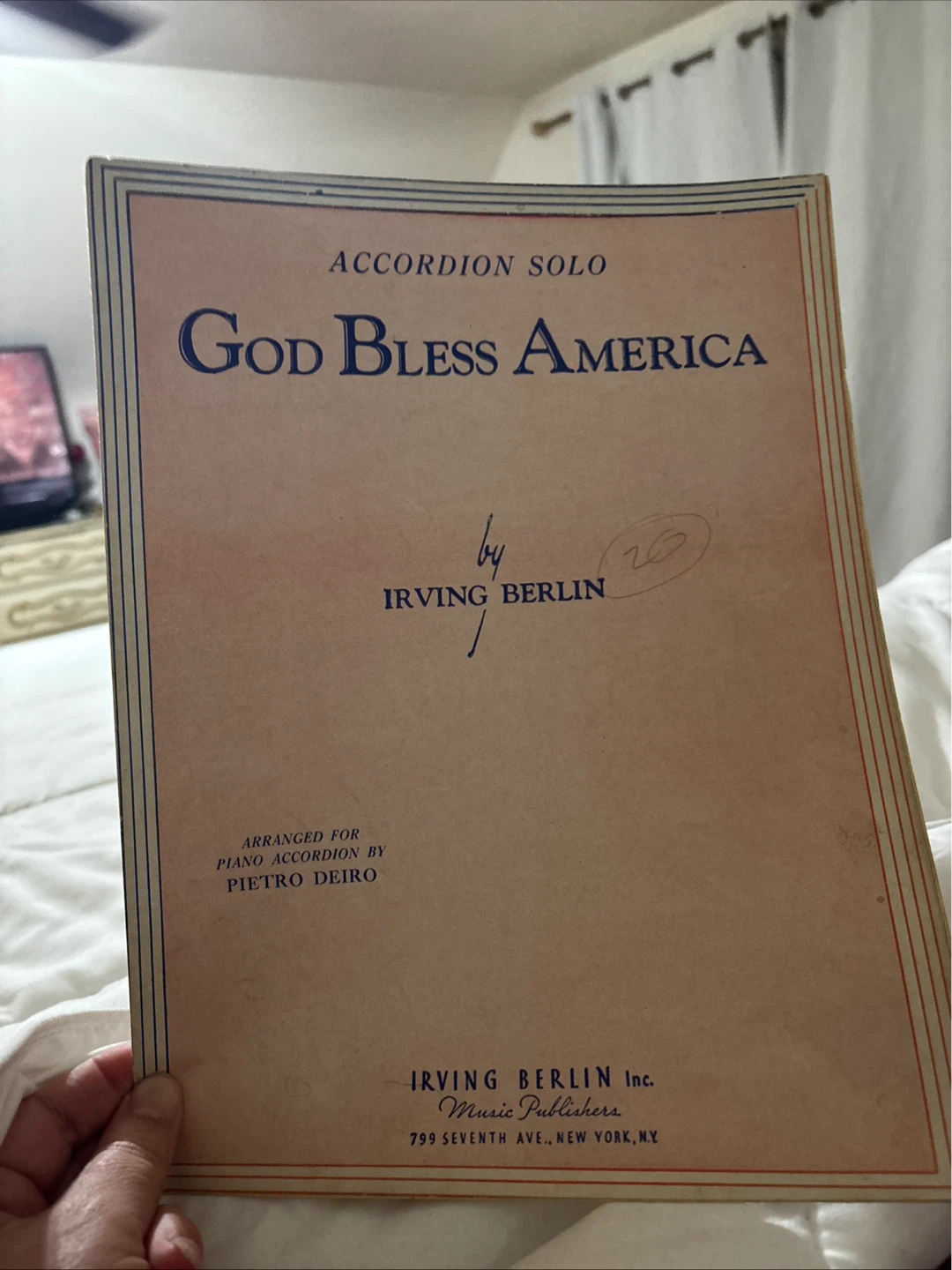 God Bless America Accordion Solo Sheet Music by Irving Berlin