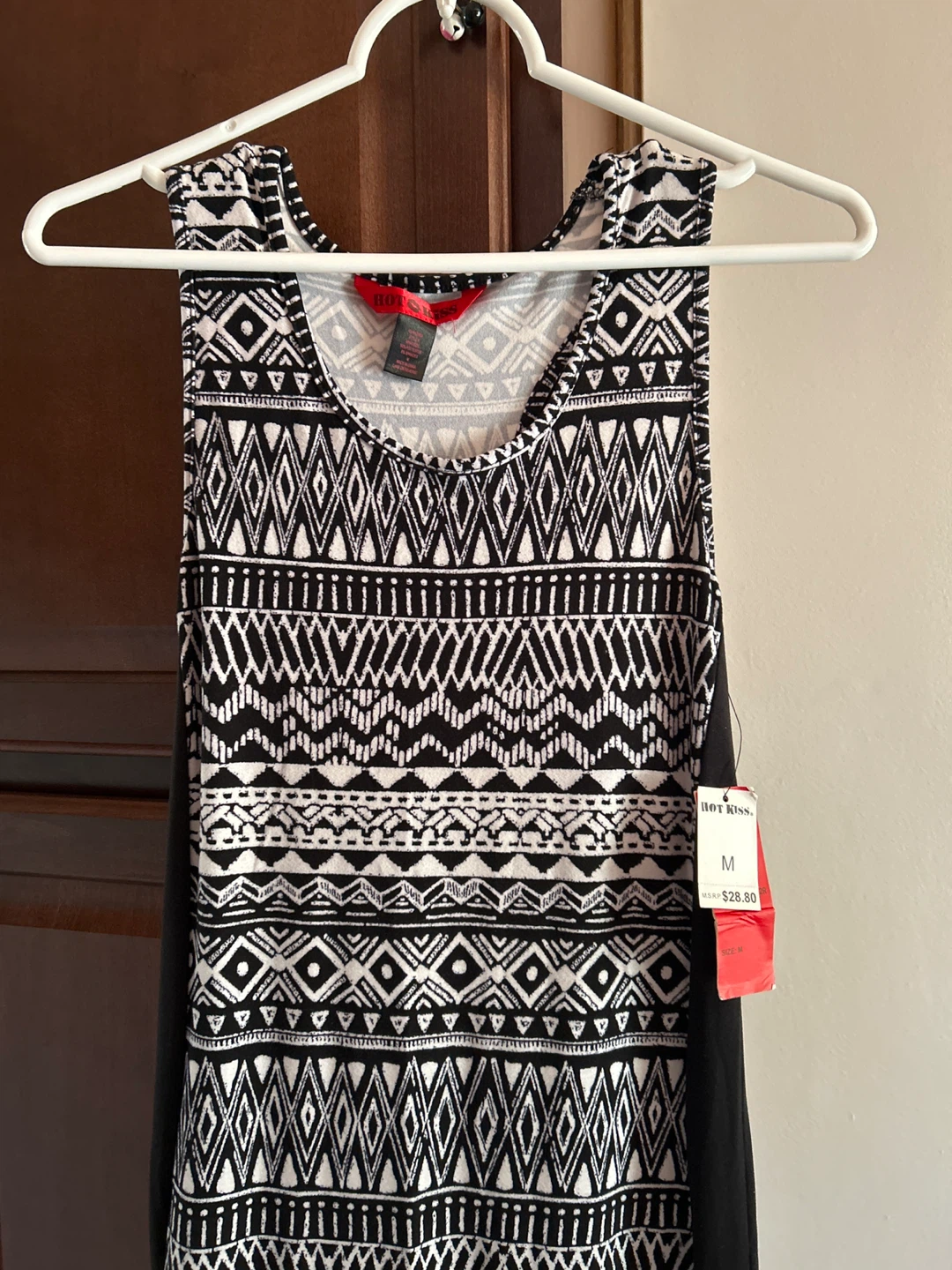 Hot Kiss Black and White Tribal Print Maxi Dress Size M - photo 2