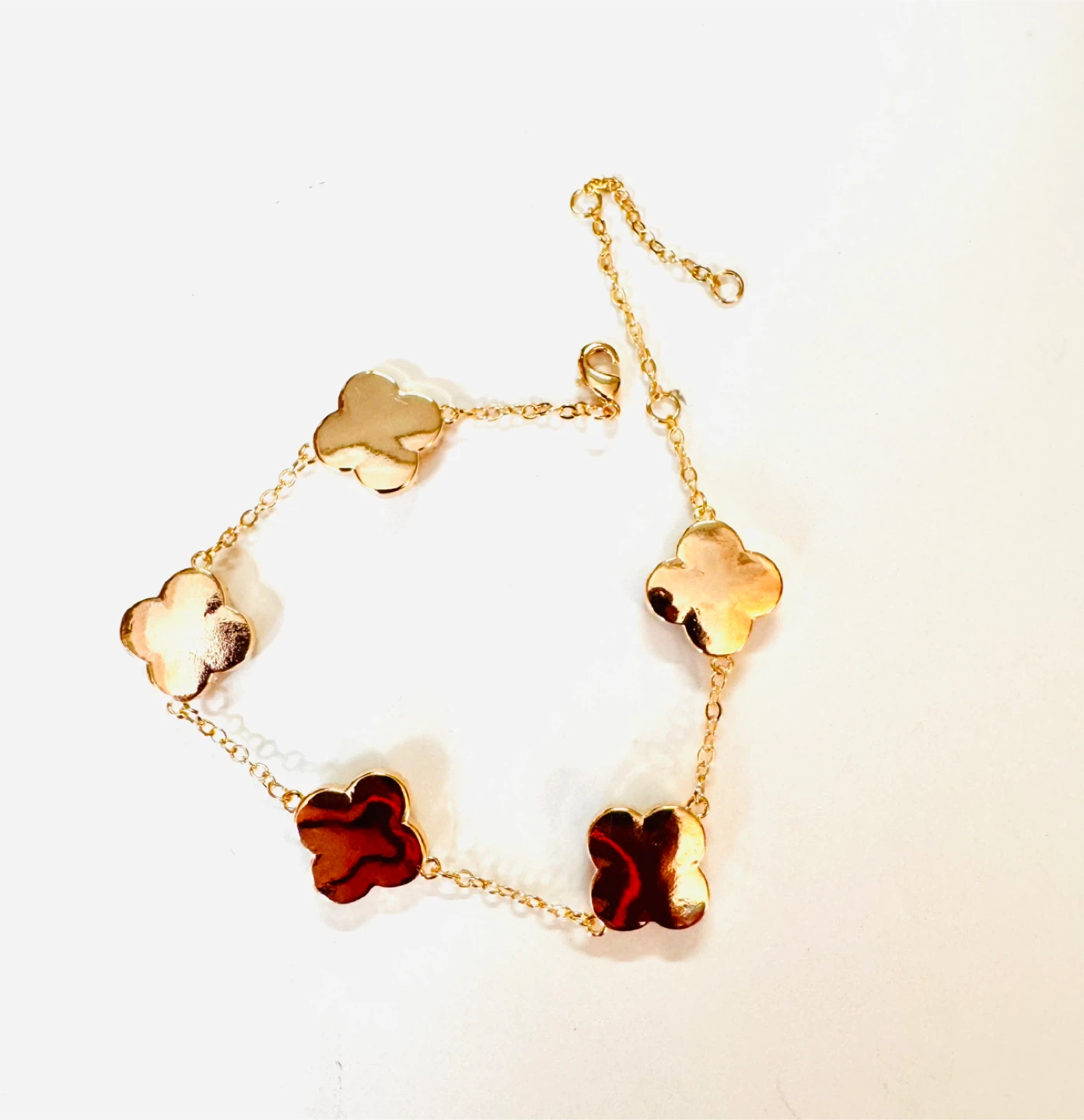 NEW 18k Gold Plate Clover Bracelet with CZ diamonds - photo 2