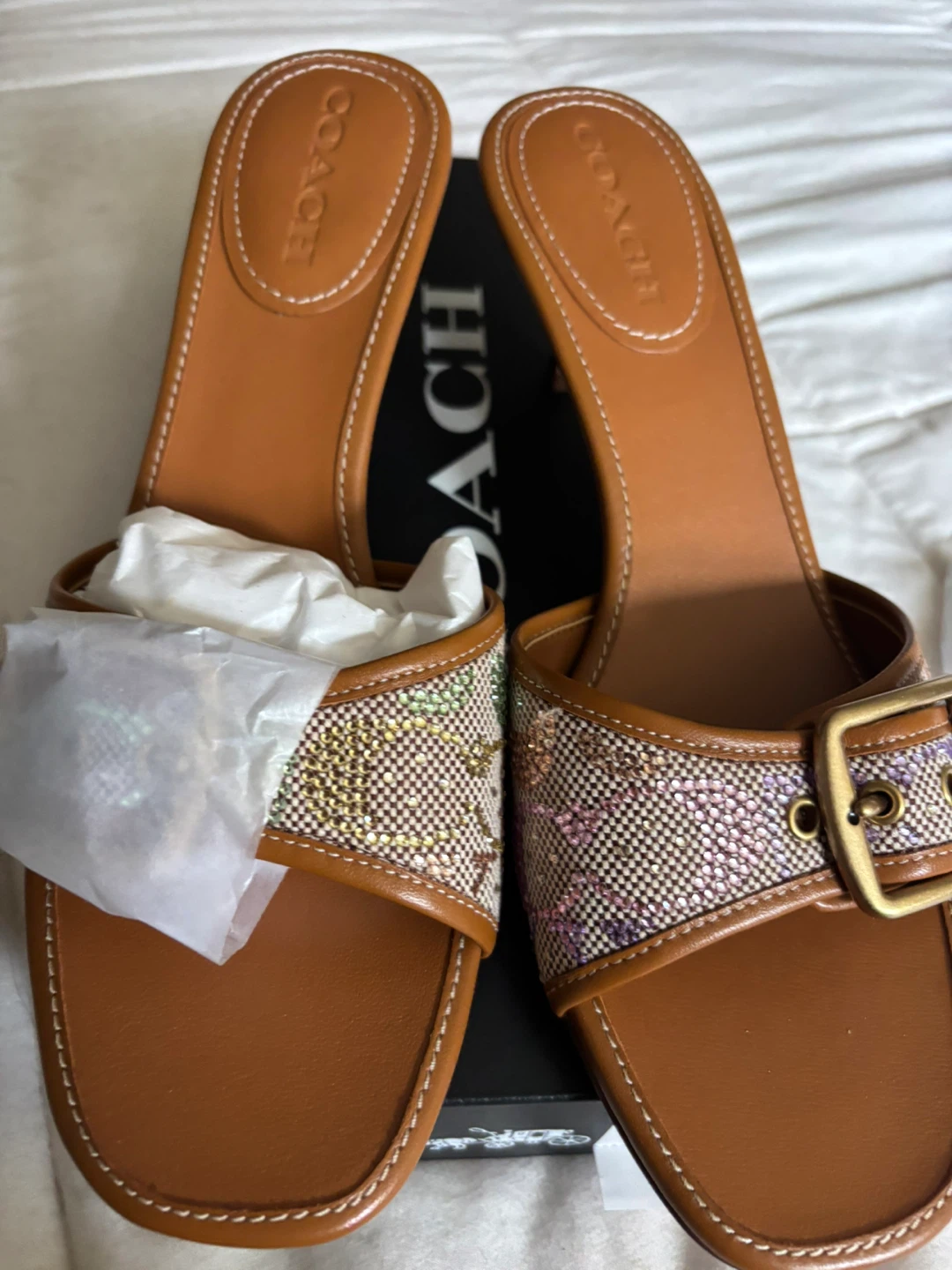 Coach Margot Crystl Sig Jq Rainbow Multi Heels Size 9.5B