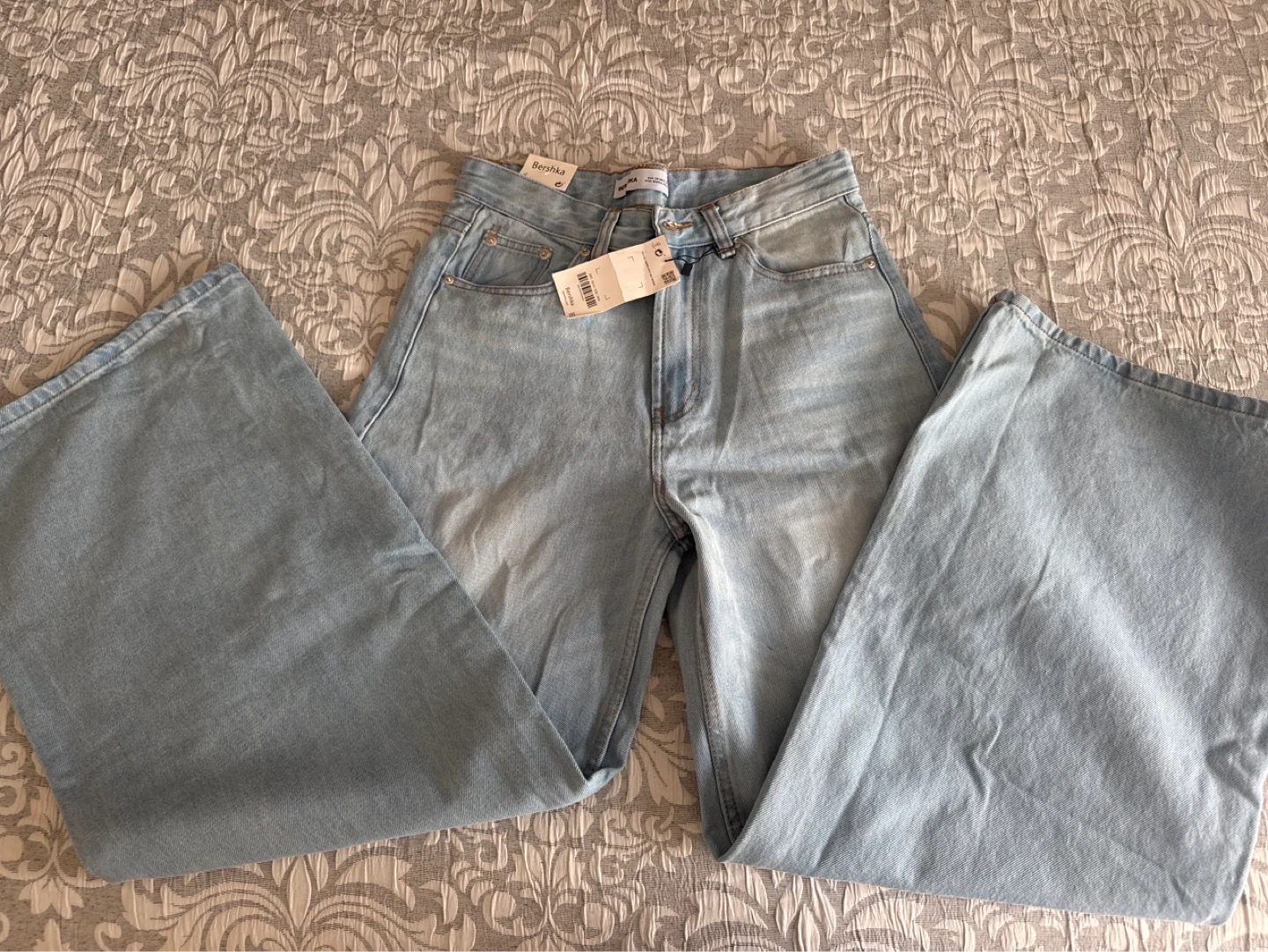 Bershka Light Wash Wide Leg Jeans