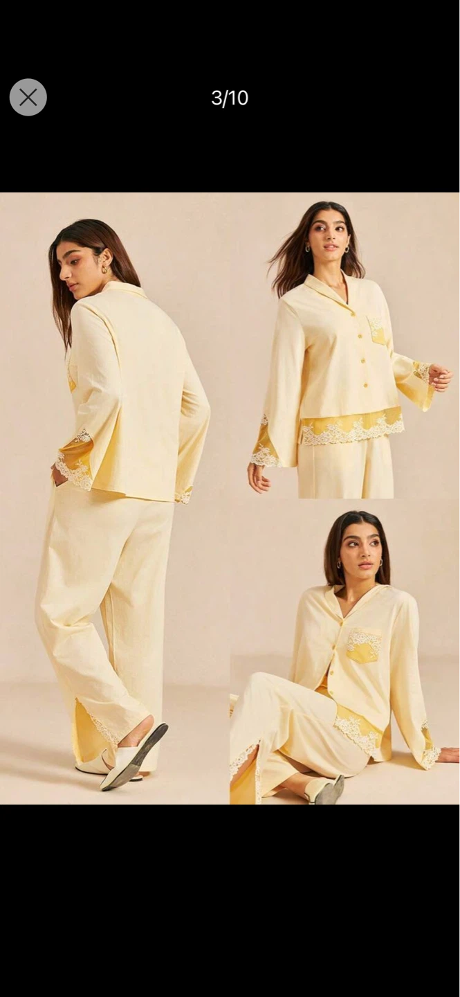 Women's Cotton Pajama Set - Yellow, S-XXL - photo 2
