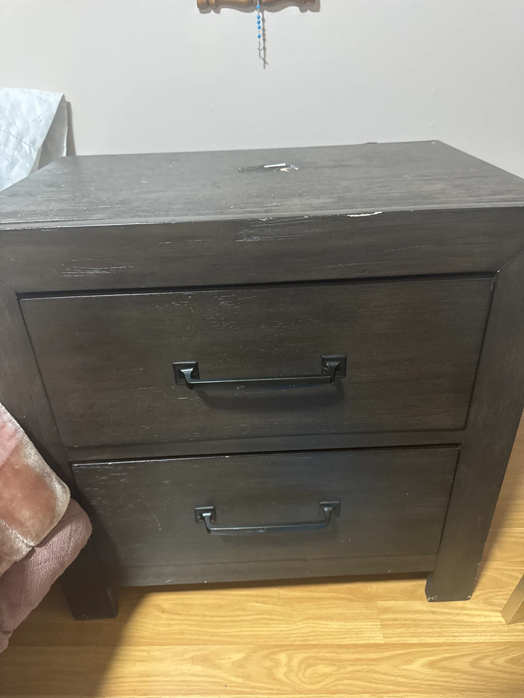 Dark Wood 2-Drawer Nightstand