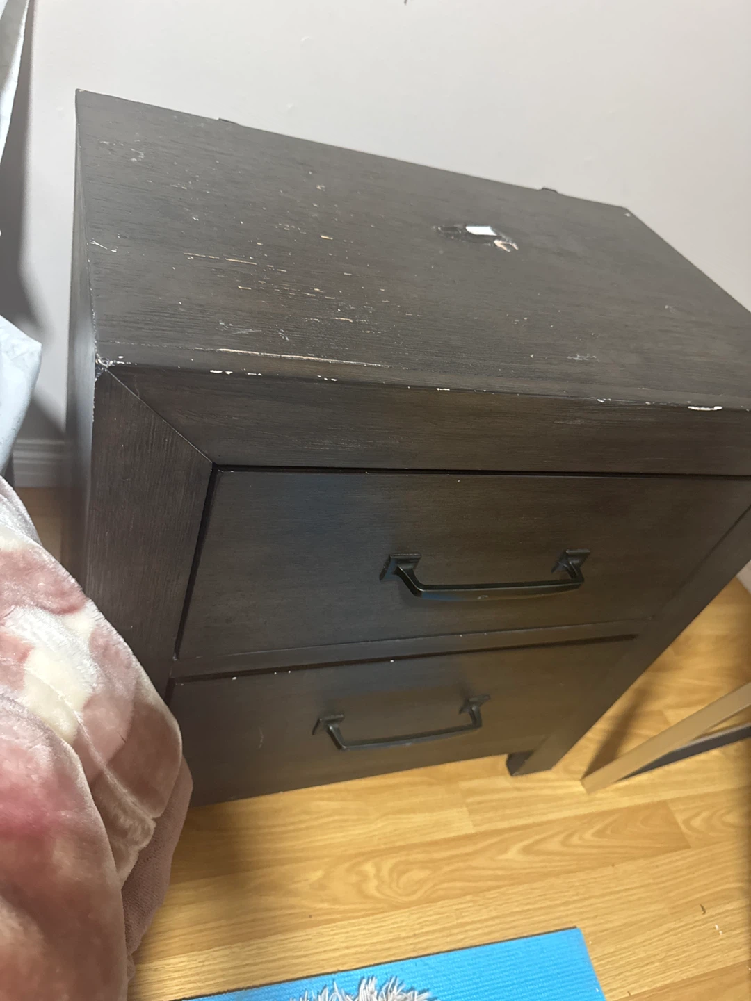 Dark Wood 2-Drawer Nightstand - photo 4