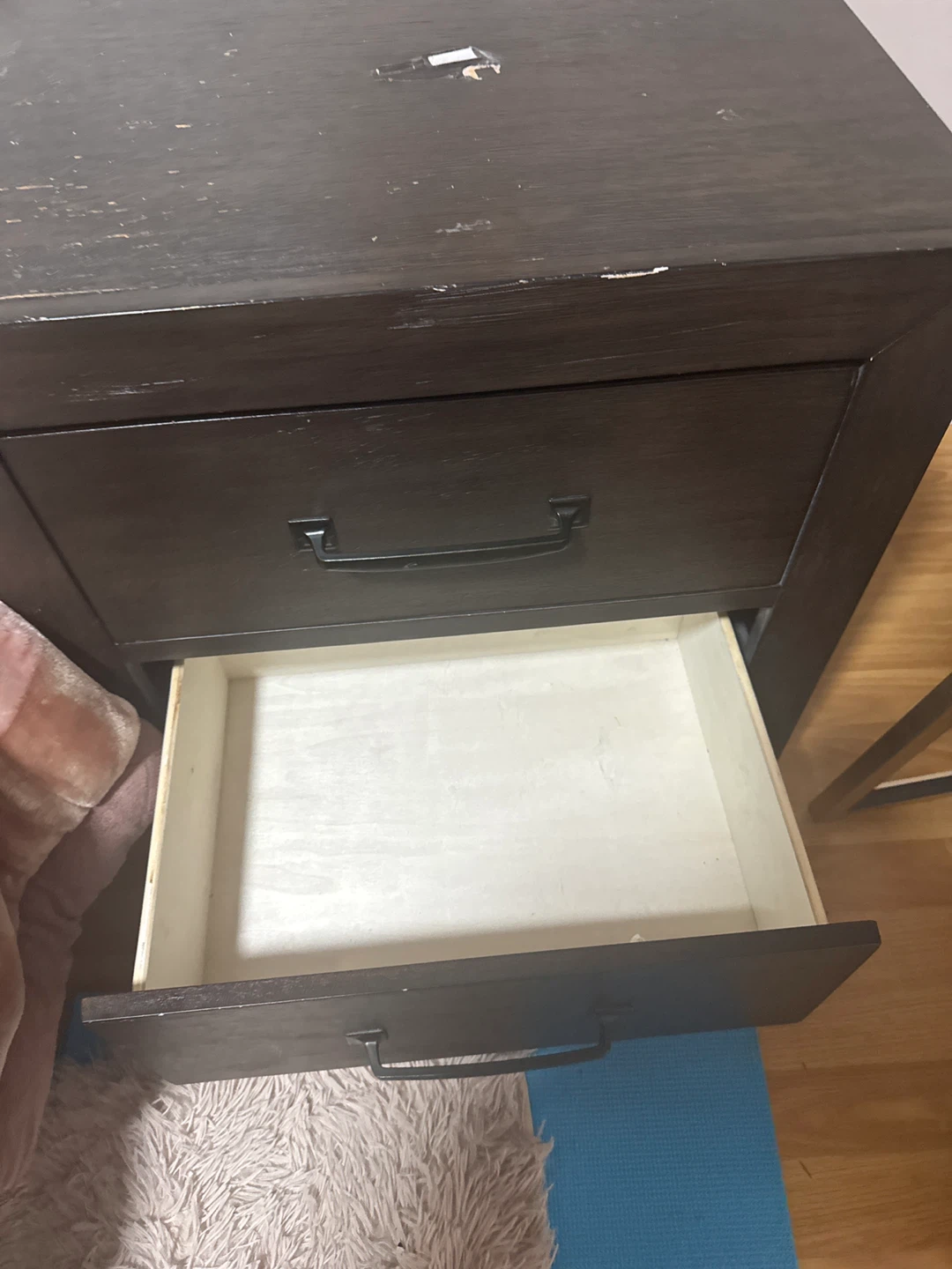 Dark Wood 2-Drawer Nightstand - photo 3